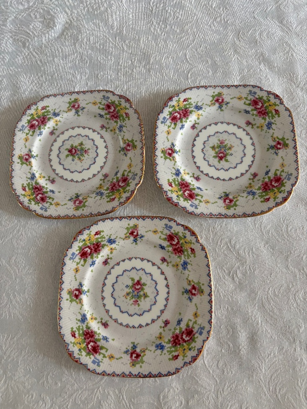 Three Royal Albert Petit Point 6 1/4" Bread Side Plates